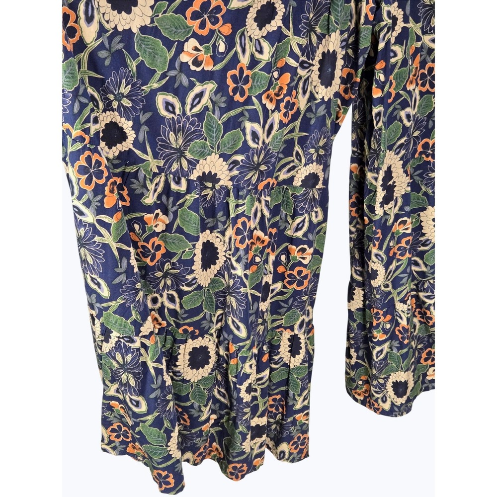 Women's Natural Life Large Floral Wide Leg Tiered Boho Palazzo Pants Cottagecore - Picture 3 of 4